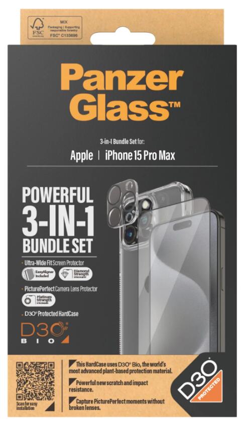 PanzerGlass™ 3-in-1 Set für iPhone 15 Pro Max PanzerGlass™ 3-in-1 Set für iPhone 15 Pro Max